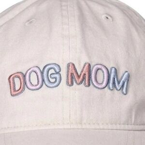 Dog Mom Mother of Pearl Baseball Hat OS Ivory Cream White Cotton Trucker Cap NWT